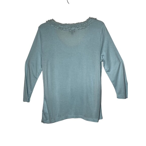 Talbots Woman Petites Large Lt Blue Scoop Neck 1/2 Sleeve Modal/Silk LW - Picture 2 of 16